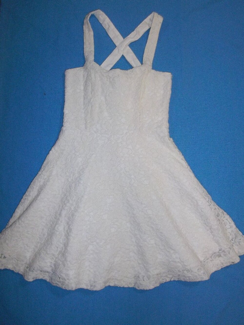Abercrombie Kids Girl's Lined Stretchy Lace White Summer Sundress sz M
